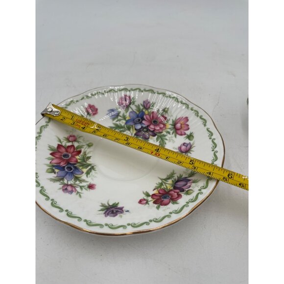 Queens Special Flowers Fine Bone China Cup & Saucer Anemone July Design - Picture 7 of 7
